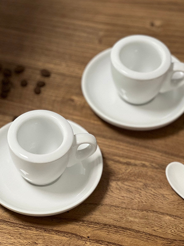 طقم أكواب Espresso سيراميك أبيض بجدار سميك 60ml