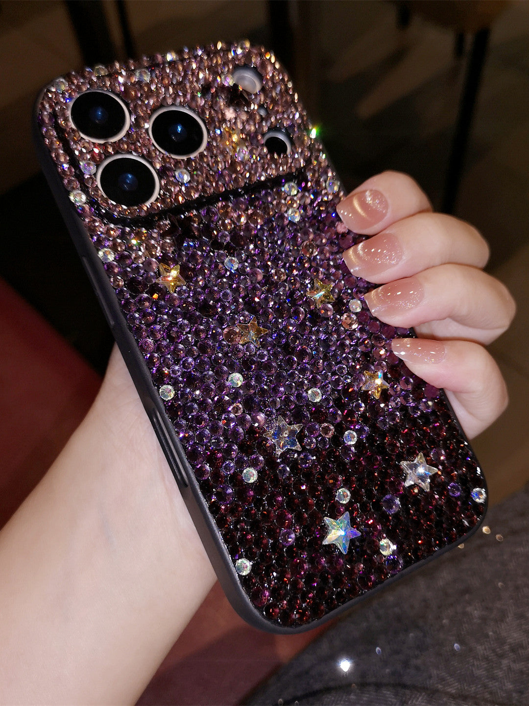 كفر جوال Phone Case مرصع بالكريستال والنجوم بنفسجي