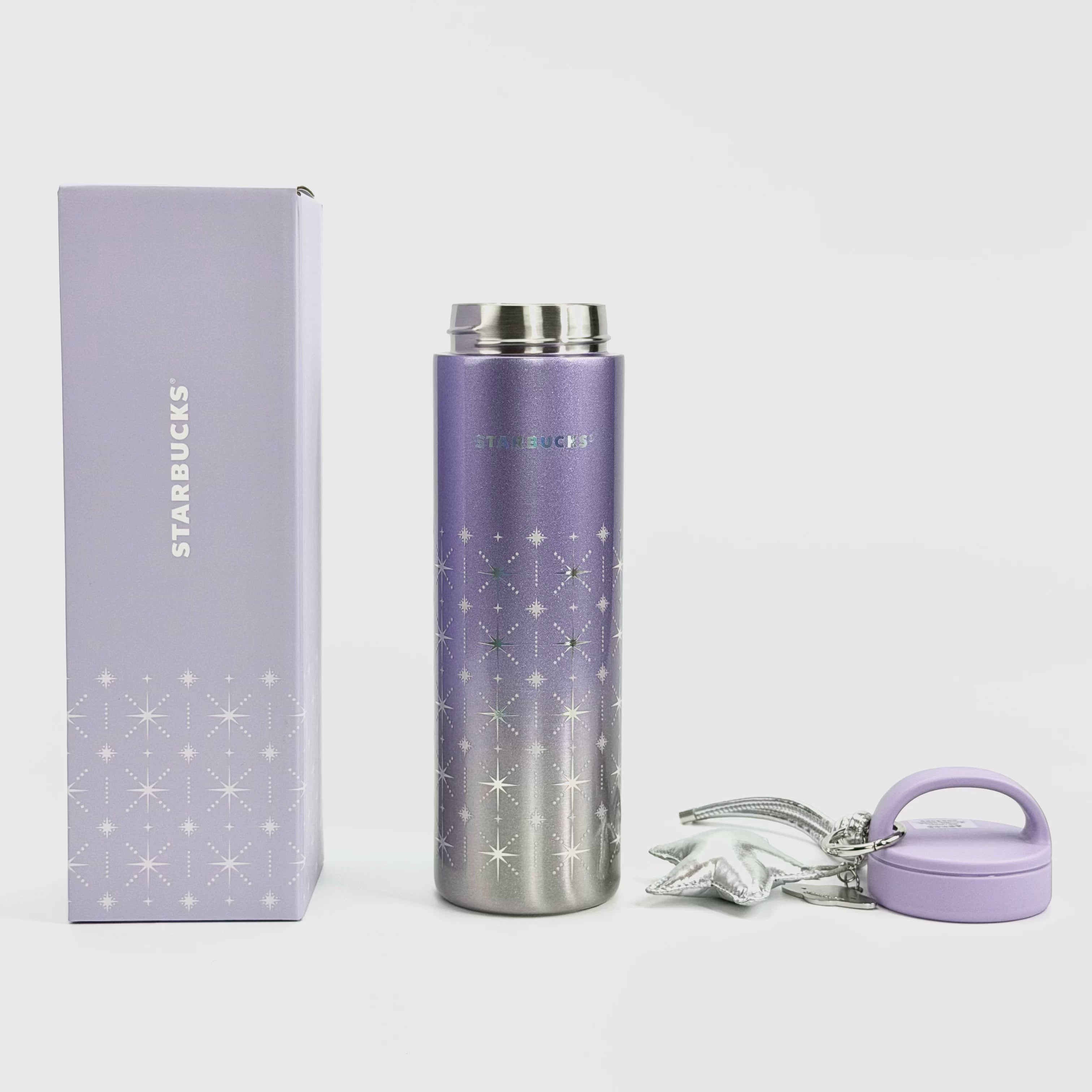 Starbucks Cup 2026 Purple Night Galaxy Series Gradient Color-Changing Portable Outdoor Stainless Steel Insulated Cup with Hanging Ornament