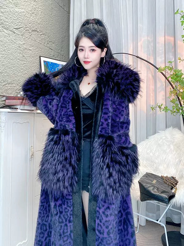 High-end leopard print artificial fur women's 2024 winter new Korean age-reducing casual fashion fur integrated coat