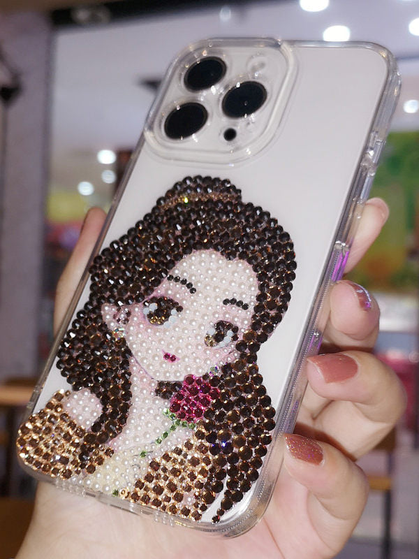 كفر iPhone شفاف مرصع بالكريستال بتصميم فتاة أنيق