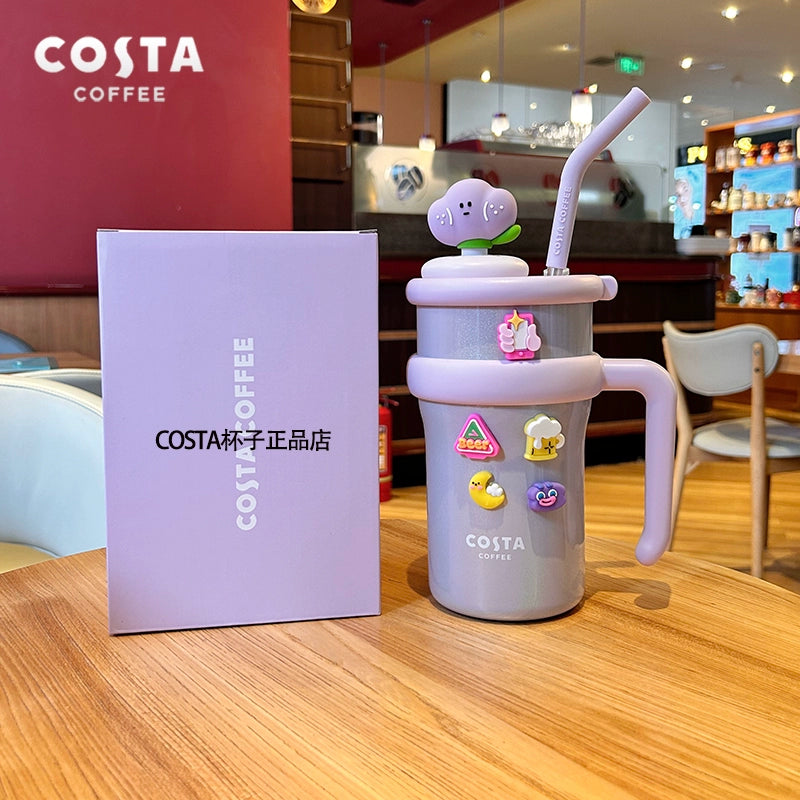 كوب حراري بألوان مبهجة من “Costa Coffee” مع مقبض وشفاطة، العدد محدود اصدارات محدودة