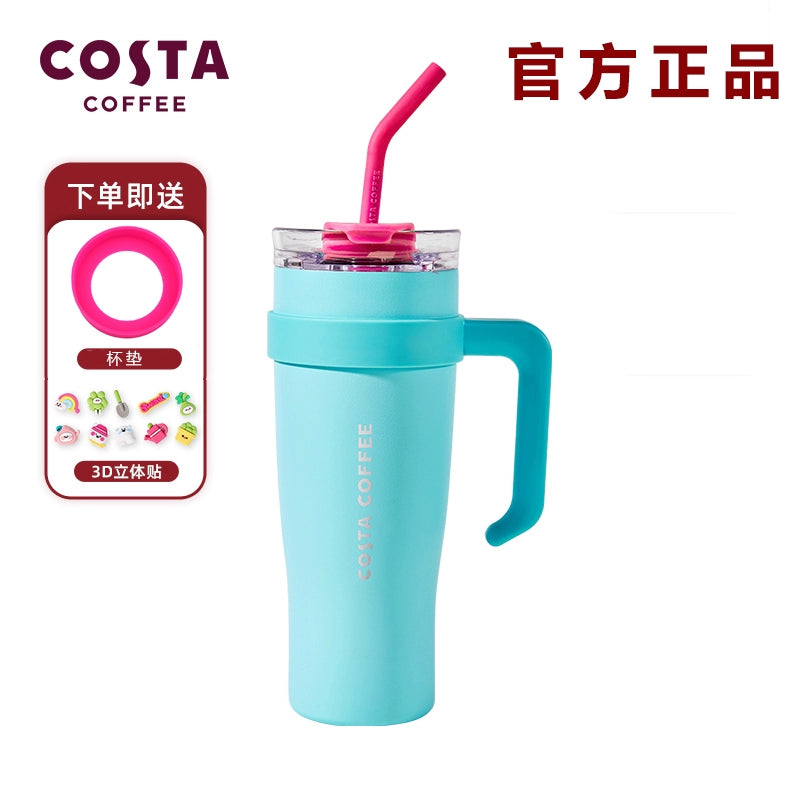 كوب حراري بألوان مبهجة من “Costa Coffee” مع مقبض وشفاطة، العدد محدود اصدارات محدودة