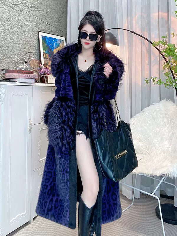 High-end leopard print artificial fur women's 2024 winter new Korean age-reducing casual fashion fur integrated coat