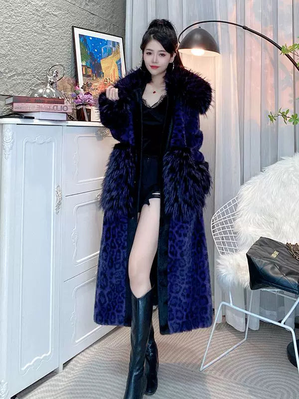 High-end leopard print artificial fur women's 2024 winter new Korean age-reducing casual fashion fur integrated coat