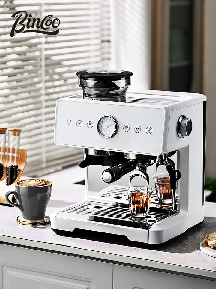 Bincoo espresso machine CM7100 double boiler small milk frother machine for home use fully semi-automatic grinder