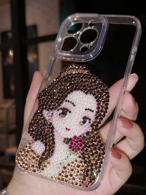 كفر iPhone شفاف مرصع بالكريستال بتصميم فتاة أنيق