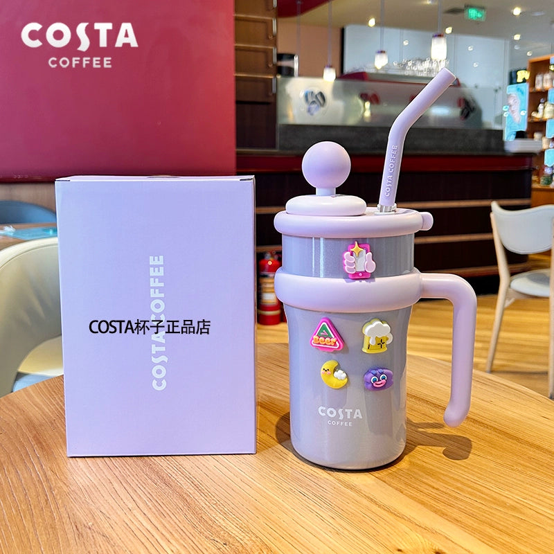 كوب حراري بألوان مبهجة من “Costa Coffee” مع مقبض وشفاطة، العدد محدود اصدارات محدودة