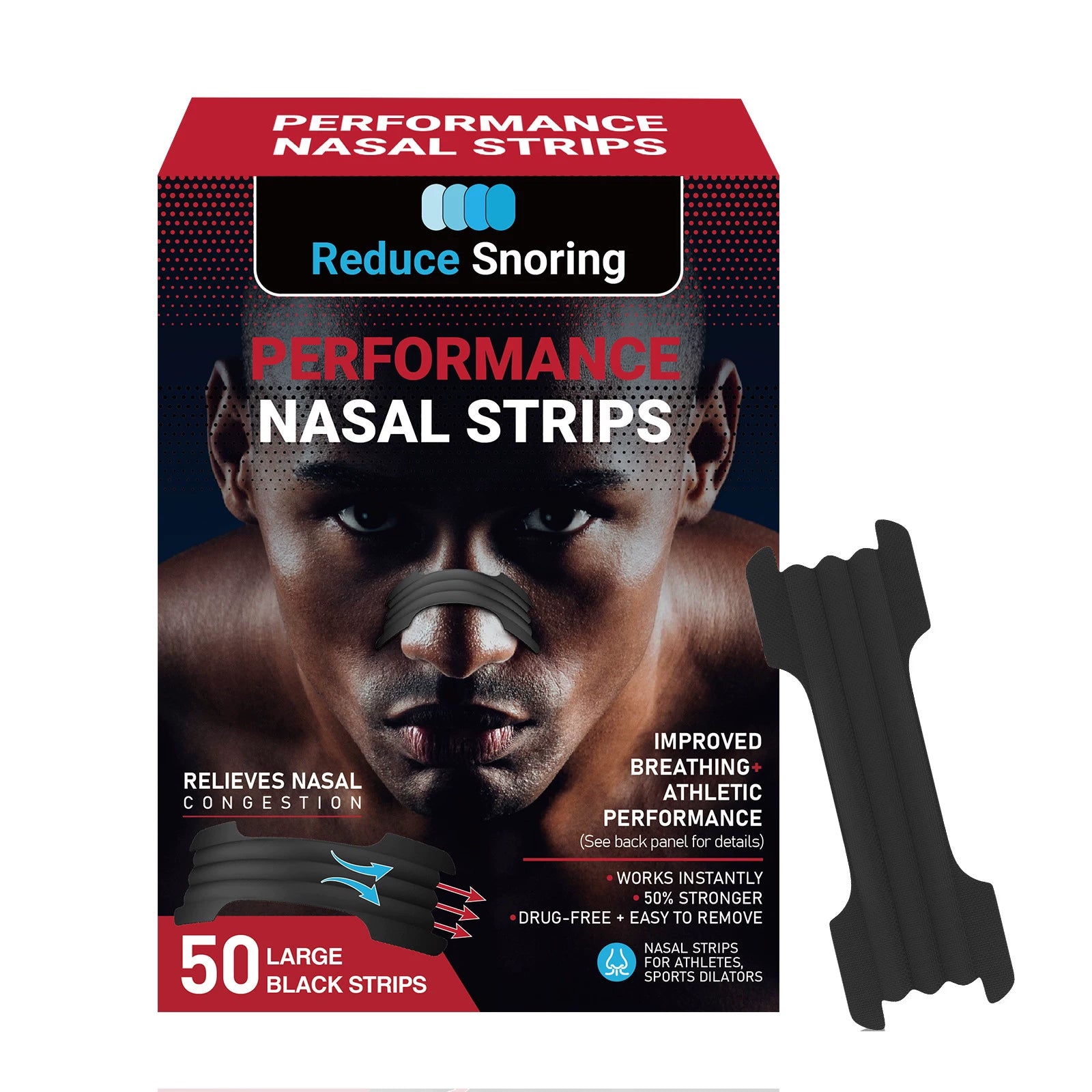 High-performance sports nose patches, 50 Nasal Strips, improve respiratory dilators and relieve nasal congestion and stop snoring
