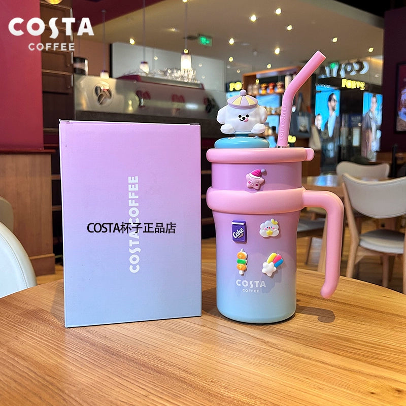 كوب حراري بألوان مبهجة من “Costa Coffee” مع مقبض وشفاطة، العدد محدود اصدارات محدودة