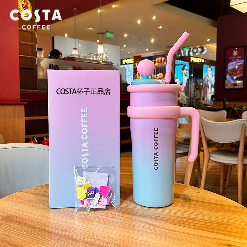 كوب حراري بألوان مبهجة من “Costa Coffee” مع مقبض وشفاطة، العدد محدود اصدارات محدودة