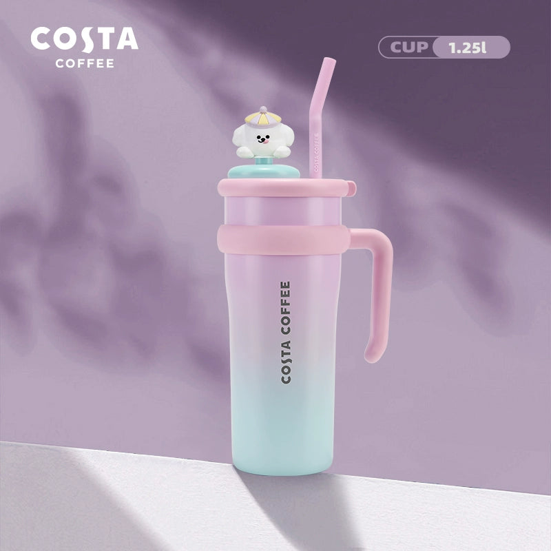 كوب حراري بألوان مبهجة من “Costa Coffee” مع مقبض وشفاطة، العدد محدود اصدارات محدودة