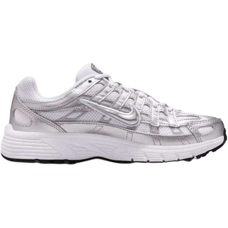View the side profile of the حذاء نايك الأصلي featuring Nike Shoes design, representing the finest شوز نايك المميز مع حذاء Nike P-6000 بلون فضي ورمادي وأبيض وتصاميم nike schuhe.