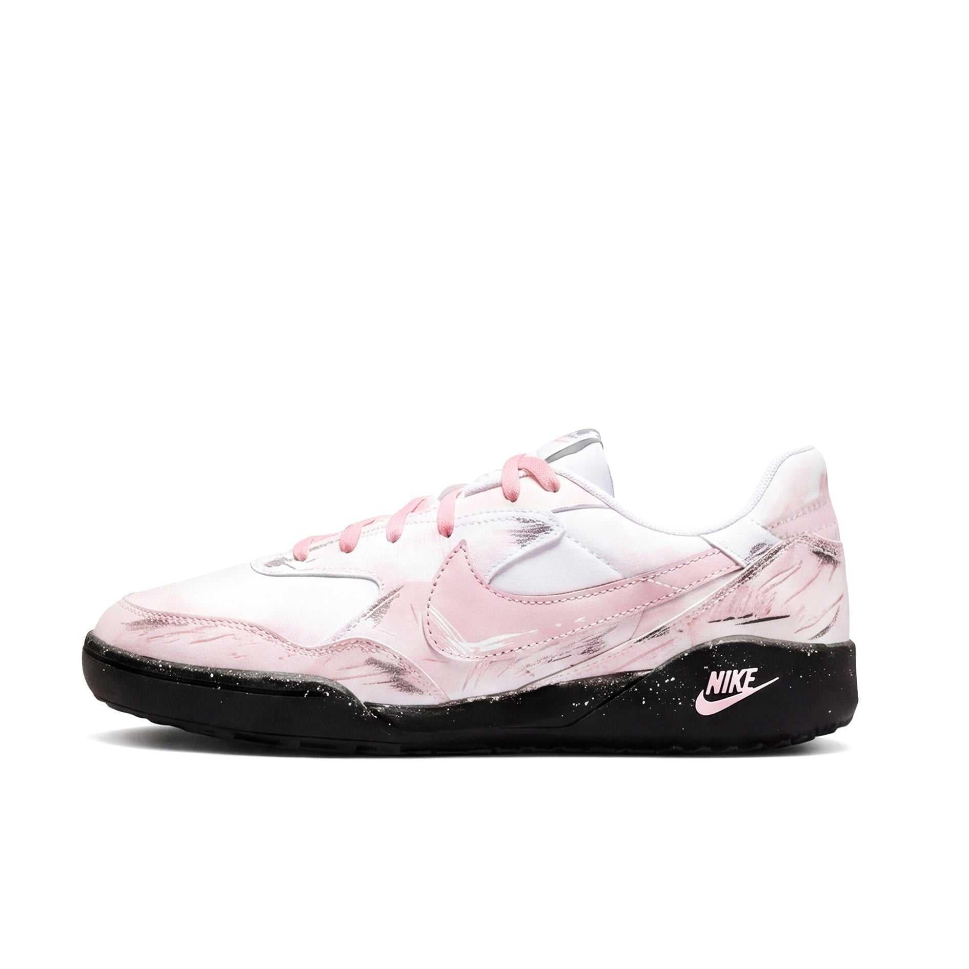 View the side profile of the حذاء نايك الأصلي featuring Nike Shoes design, representing the finest شوز نايك المميز مع حذاء نايكي رياضي وردي وأبيض | Nike Sneakers Pink White وتصاميم nike schuhe.