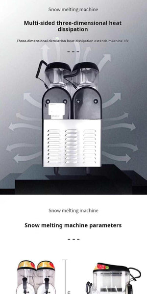 Rear view of Dongbei Commercial Slush Machine with multi-directional cooling system for efficient heat dissipation and extended machine life