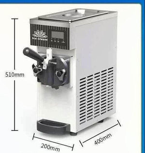 Small single-flavor countertop soft-serve ice cream machine with height, width, and depth specifications