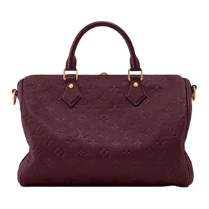 LOUIS VUITTON SPEEDY SOFT 30 Classic Monogram Gold Padlock, Name Tag, Detachable and Adjustable Shoulder Strap, Embossed Cowhide Handbag, Women's Pomegranate Red
