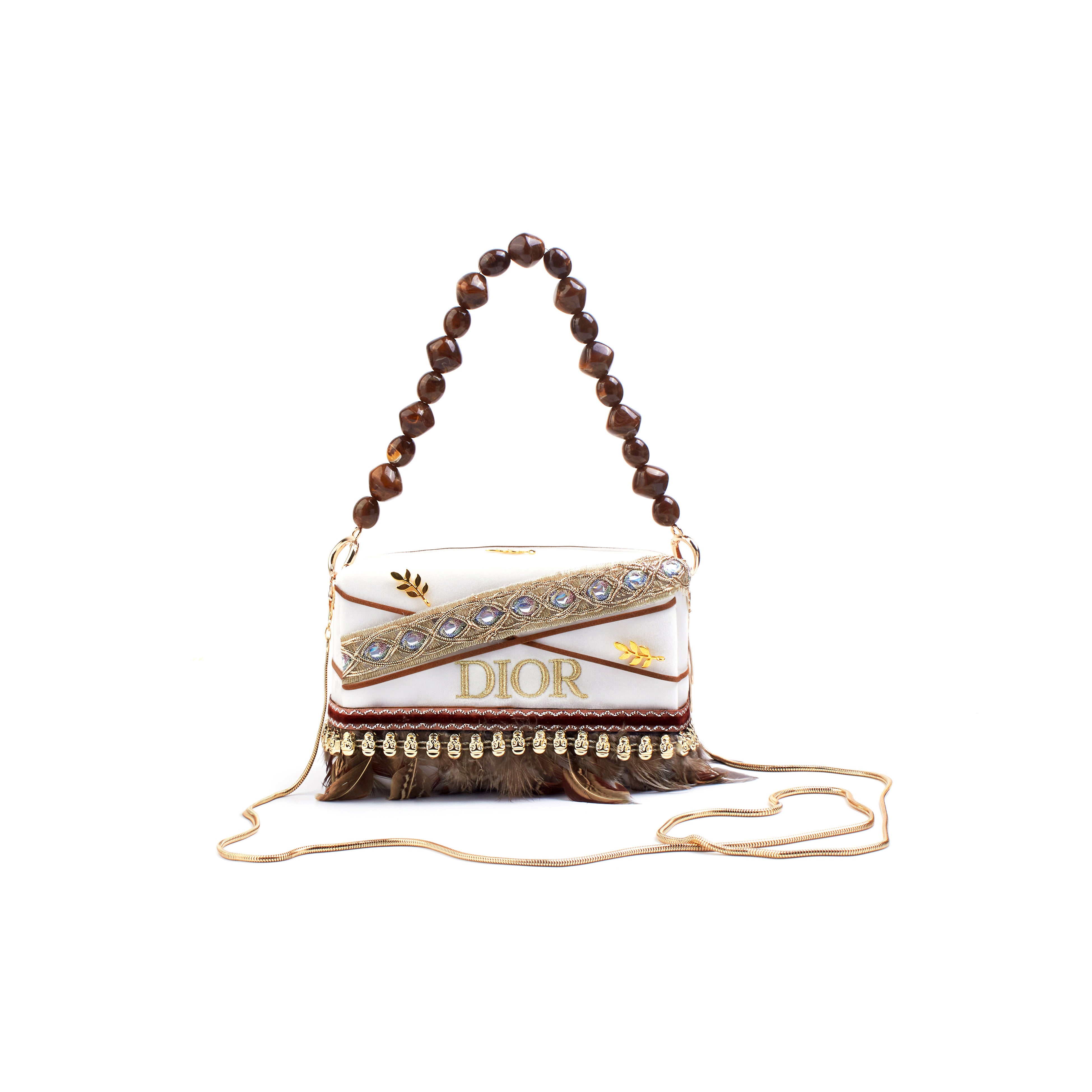 [Custom Makeup Bag] DIOR Dior Little Flower Southern France Summer Vintage Elegant Gentle Pearl Bohemian Style High-End Simple Regular Velvet Makeup Bag