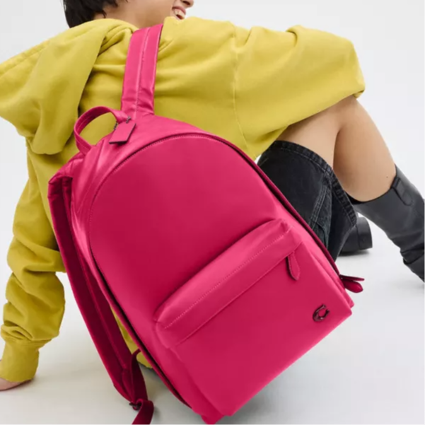 COACH Hall 29 Zipper Adjustable Shoulder Strap, Paperweight Leather, Backpack, Large Size, Men's, Dragon Fruit Color