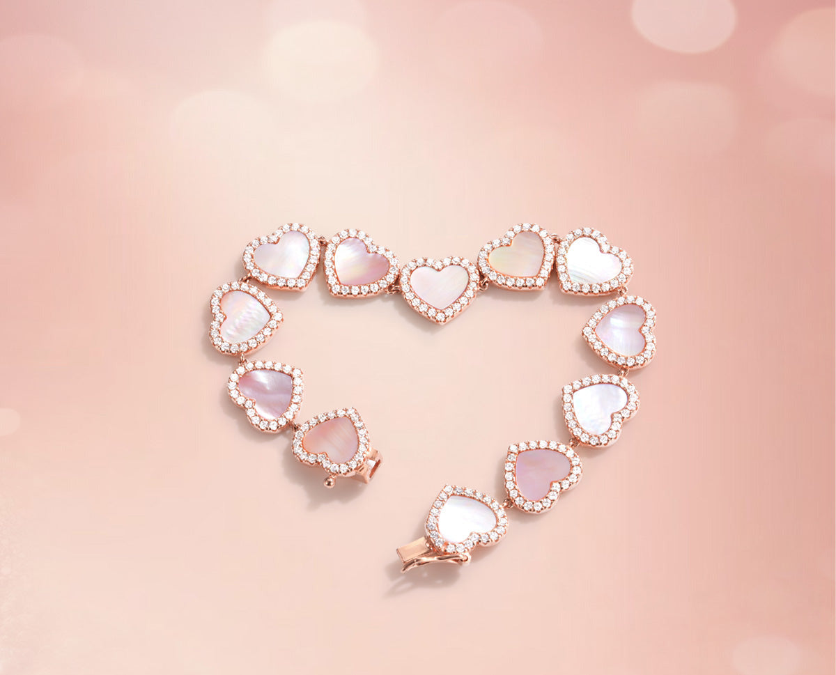 apm monaco [New Year's gift box] mother-of-pearl design mother-of-pearl alloy bracelet unisex couple pink