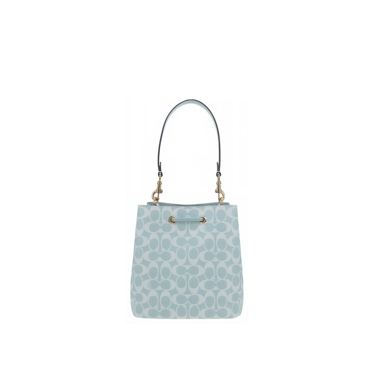 COACH Rowan 22 Brand Logo Classic Synthetic Leather Bucket Bag Handbag Small Women's Light Blue