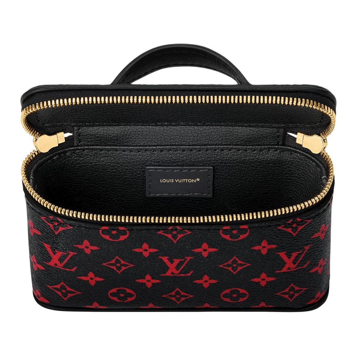 LOUIS VUITTON Nice BEAUTY classic monogram full-print monogram infrarouge coated canvas makeup bag for women, black with red