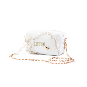 DIOR [Custom Makeup Bag] Amber Moonlight City French Lazy Floral Pearl Elegant Hepburn Style Regular Velvet Makeup Bag