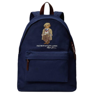 Polo Ralph Lauren Signature Polo Bear Embroidered Fabric Backpack Men's Newport Navy Blue