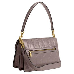 COACH ChainTabby 26 Quilted Chain Metal Logo Detachable Shoulder Strap Cowhide Leather Crossbody Single Shoulder Bag Medium Women's Ash Color