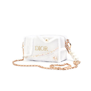 [Custom Makeup Bag] DIOR Amber Winter Variations Simple High-End Japanese Sweet Gentle Intellectual Style Embroidery Simple Regular Velvet Makeup Bag