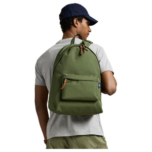 Polo Ralph Lauren brand logo zipper closure fabric backpack, unisex couple style, black