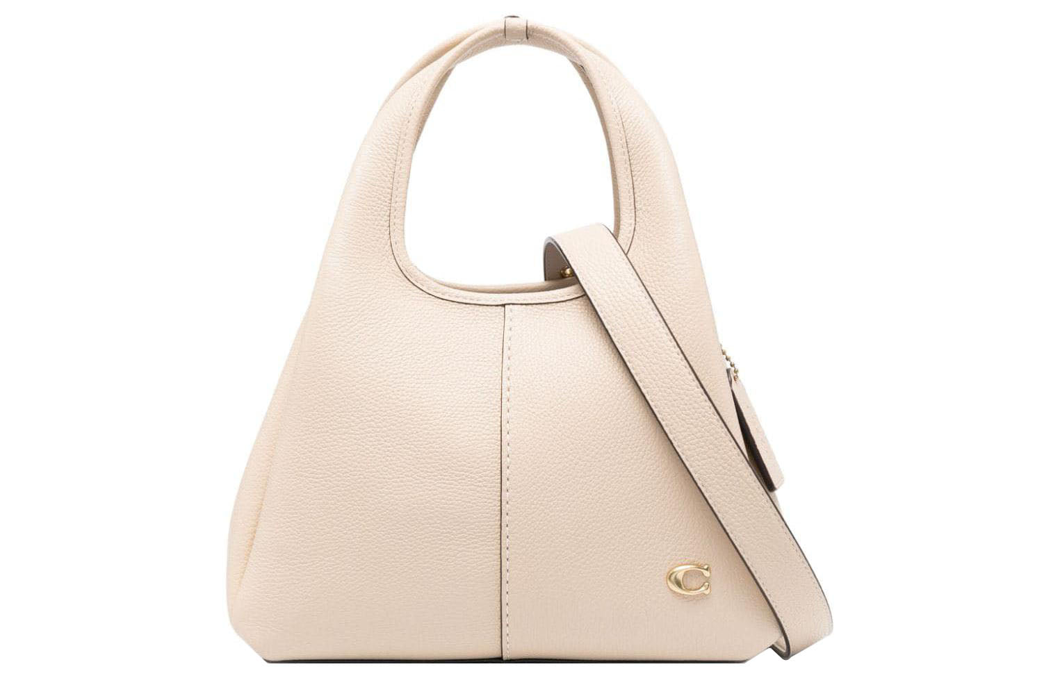 COACH Lana 23 Logo Stylish Simple Solid Color Leather Handbag Shoulder Bag Medium Size Women's Ivory White