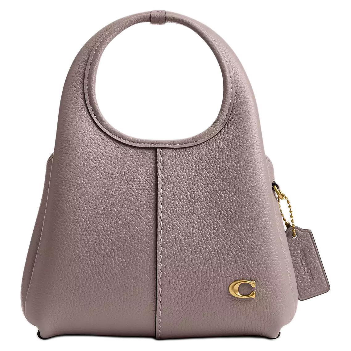 COACH Lana 19 Brand Logo Detachable Chain Strap Polished Pebble Pattern Leather Single Shoulder Crossbody Handbag Small Women's Brass Gray Edition