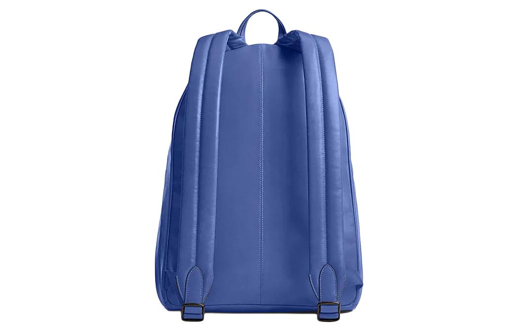 Full back view of an authentic Coach Westway 32 blue leather backpack featuring a sturdy top handle and comfortable shoulder straps.

عرض خلفي كامل لحقيبة ظهر كوتش ويست واي 32 أصلية جلد باللون الأزرق يتميز بمقبض علوي متين وأحزمة كتف مريحة.