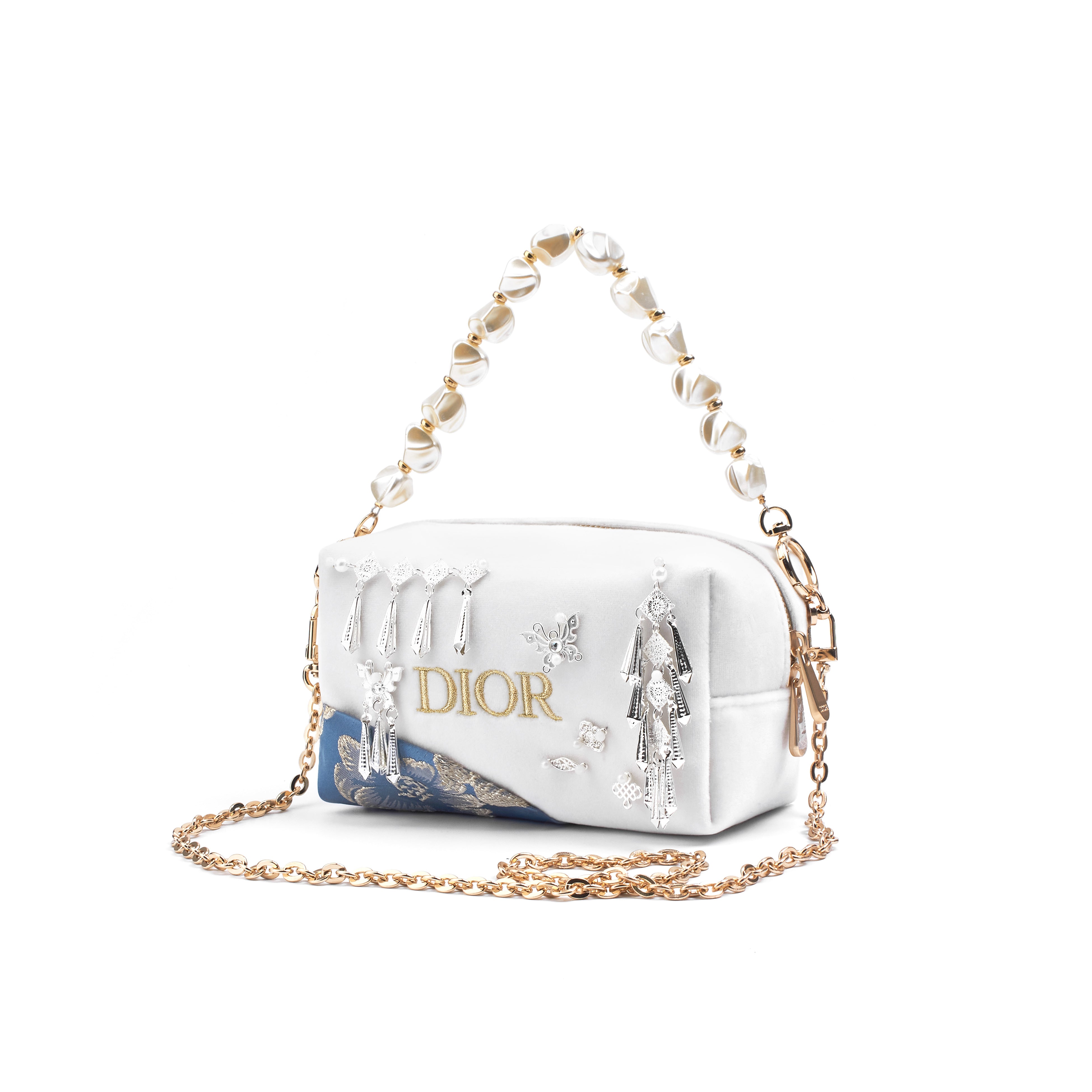 DIOR [Custom Makeup Bag] Amber White Butterfly Moon Makeup Bag Simple Standard