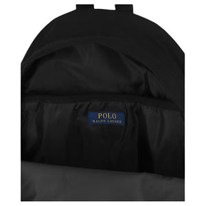 Polo Ralph Lauren brand logo design zipper closure canvas backpack unisex couple style black