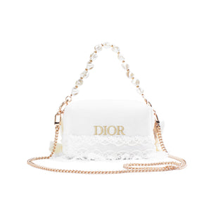DIOR [Custom Makeup Bag] Amber Moonlight Beret Exquisite Elegance Lace Decoration Girly Heart Gentle Sweet Style Regular Velvet Makeup Bag