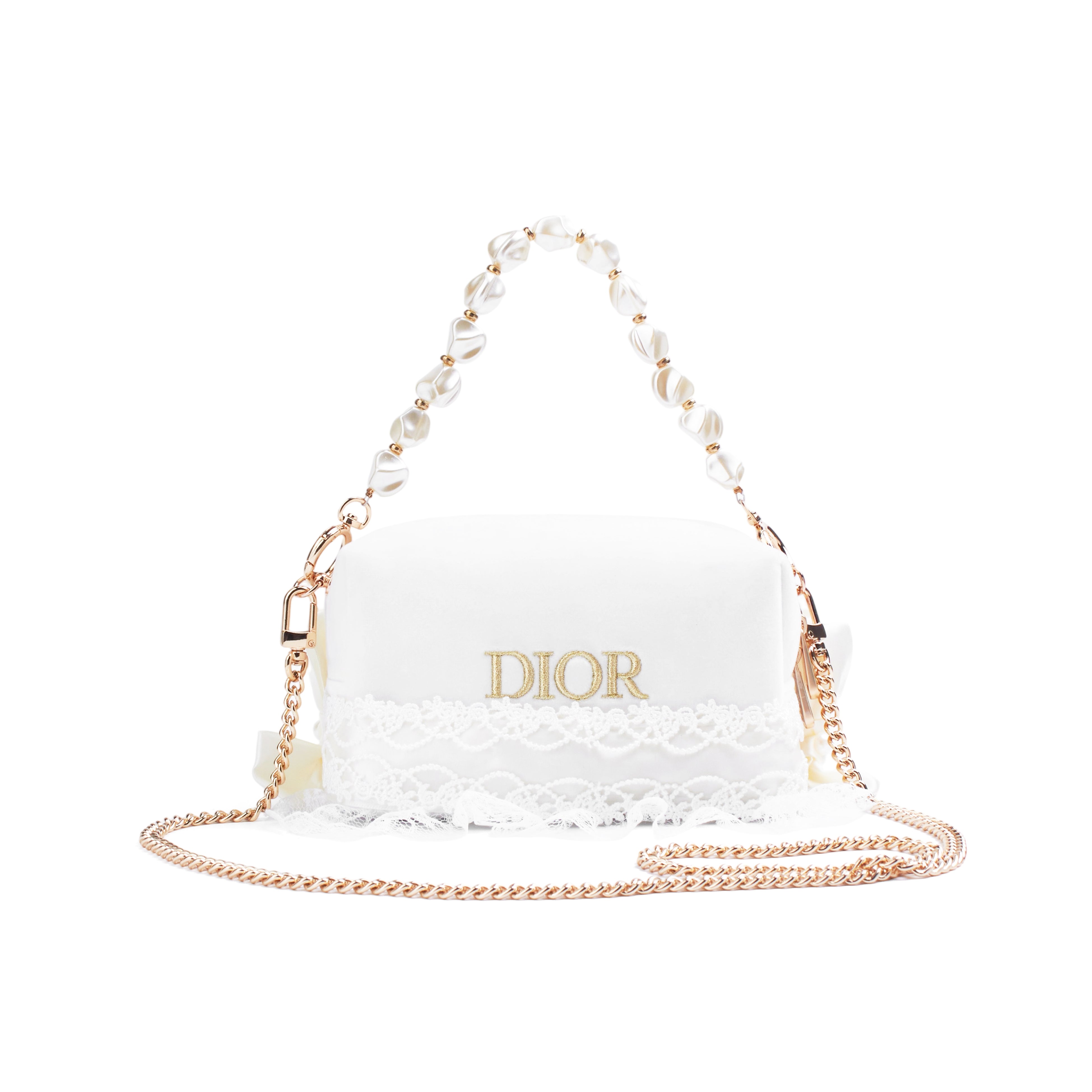 DIOR [Custom Makeup Bag] Amber Moonlight Beret Exquisite Elegance Lace Decoration Girly Heart Gentle Sweet Style Regular Velvet Makeup Bag