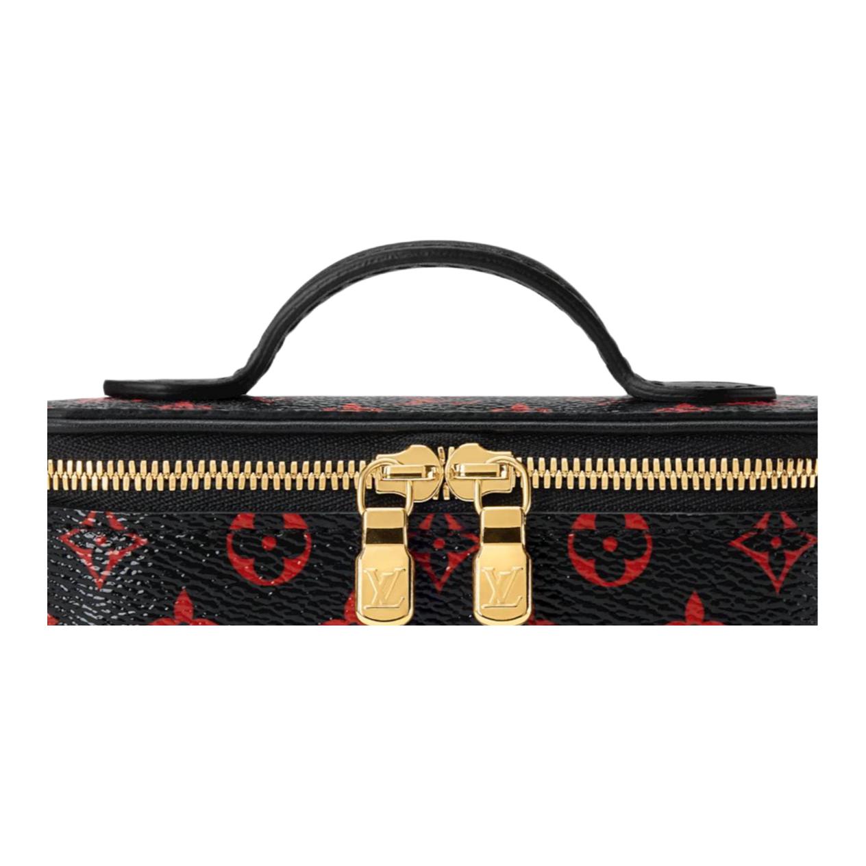 LOUIS VUITTON Nice BEAUTY classic monogram full-print monogram infrarouge coated canvas makeup bag for women, black with red
