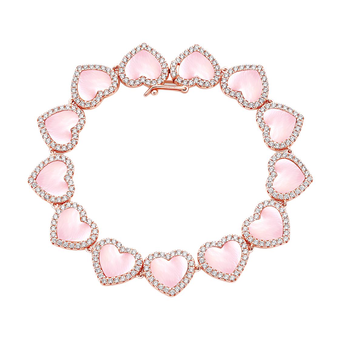 apm monaco [New Year's gift box] mother-of-pearl design mother-of-pearl alloy bracelet unisex couple pink