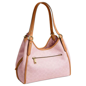 COACH Erin 31 Monogram Full Print Metal Accessory Floral Letter Pendant Tote Bag, Coated Canvas Leather Handbag Single Shoulder Bag, Large Size Women's Pink