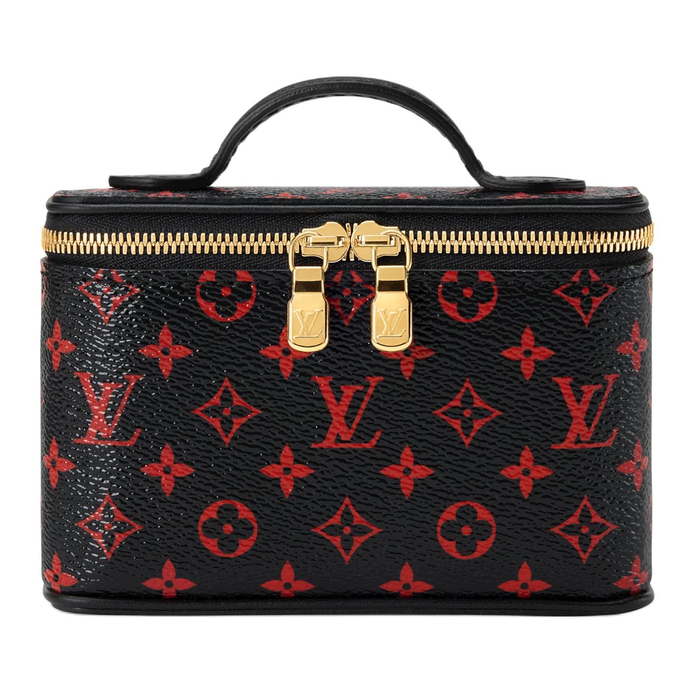 LOUIS VUITTON Nice BEAUTY classic monogram full-print monogram infrarouge coated canvas makeup bag for women, black with red