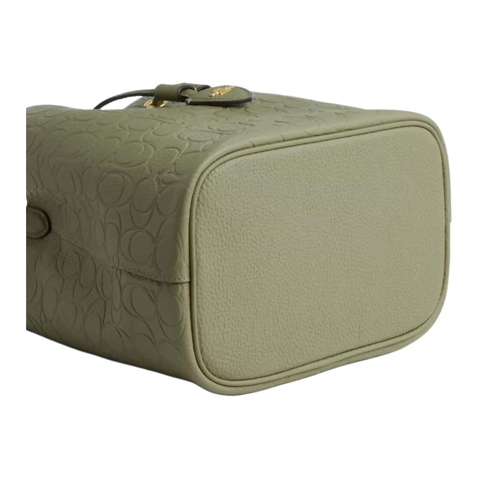 COACH Rowan 21 Letter-Embossed Gold Hardware Accessories Pebble Pattern Leather Bucket Bag Single Shoulder Small Women's Pistachio Green