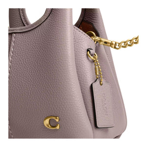 COACH Lana 19 Brand Logo Detachable Chain Strap Polished Pebble Pattern Leather Single Shoulder Crossbody Handbag Small Women's Brass Gray Edition