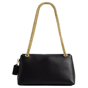 COACH Chelsea 30 adjustable gold chain shoulder strap push-lock openable zipper bag cowhide leather single shoulder crossbody bag large size women's black style