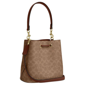 COACH Rowan 22 Brand Logo Classic Synthetic Leather Bucket Bag Single Shoulder Small Women's Brown
