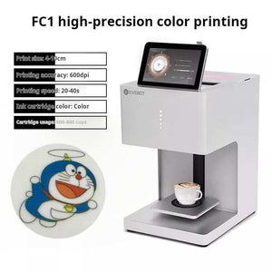 طابعة الرسم على القهوة باللون الأبيض Evebot FC1 high-precision color printing poster.