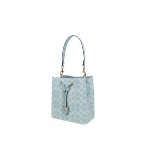 COACH Rowan 22 Brand Logo Classic Synthetic Leather Bucket Bag Handbag Small Women's Light Blue