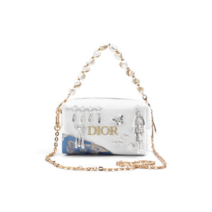 DIOR [Custom Makeup Bag] Amber White Butterfly Moon Makeup Bag Simple Standard