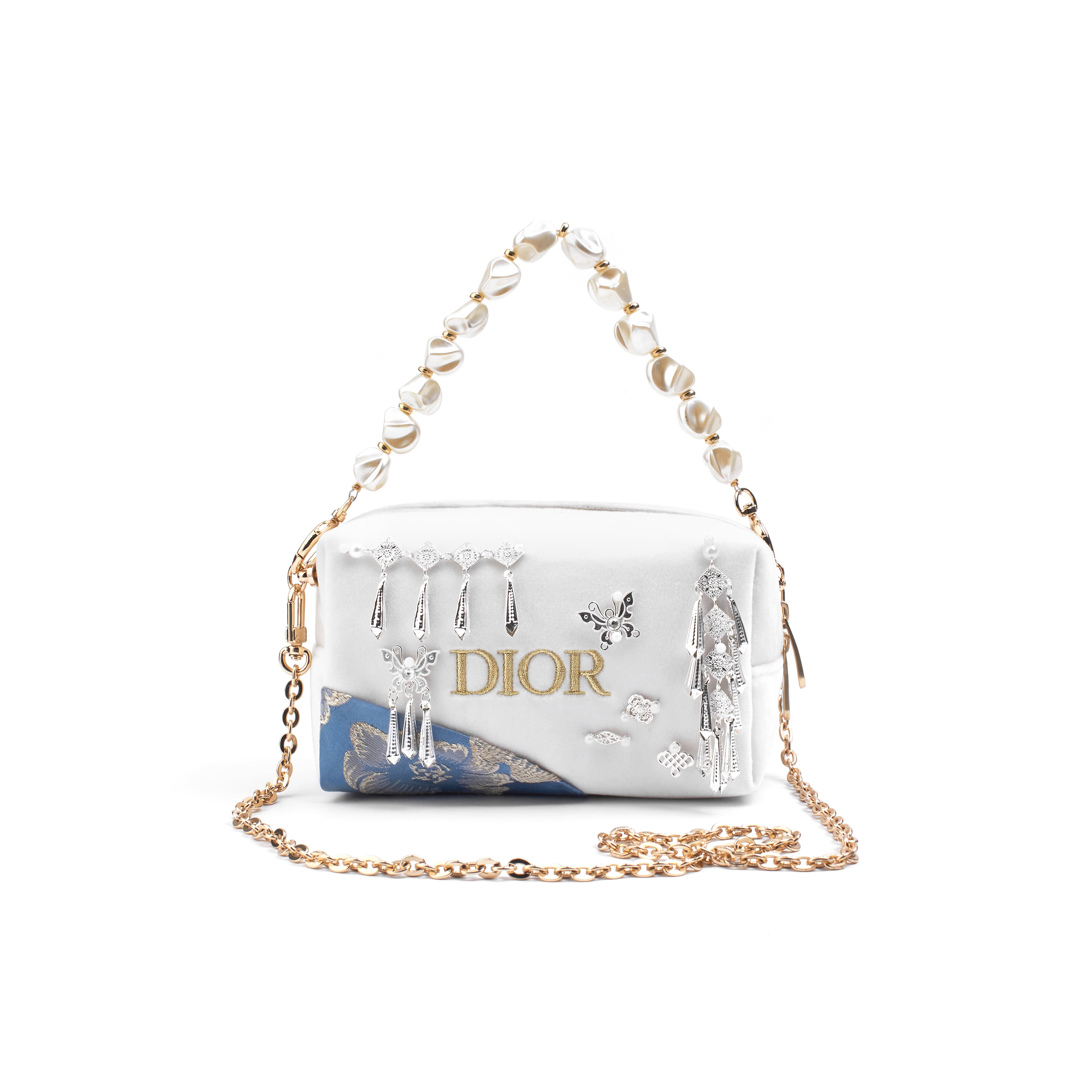 DIOR [Custom Makeup Bag] Amber White Butterfly Moon Makeup Bag Simple Standard